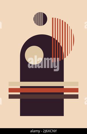Modern abstract background with geometric balance of shapes and lines. Boho-style wall decor. Vector printing for cover art, social networks, interior Stock Vector