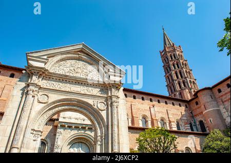 The basililca Saint-Sernin in Toulouse is a vital stop on the Jacob's Way to Santiago de Compostela Stock Photo