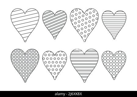 outline pattern heart for coloring book isolated on white Stock Vector