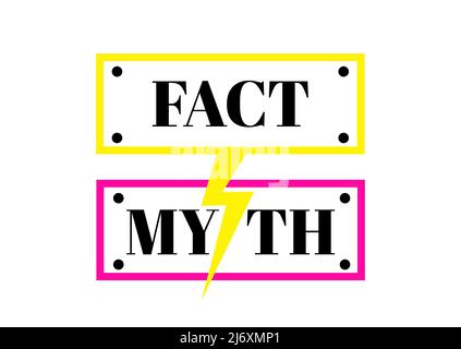 Fact and myth with lightning plate icon vector set. Stock Vector