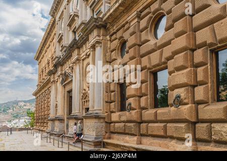 Palace of Carlos V in the Alhambra in the Andalusian city of Granada, in Spain. Stock Photo