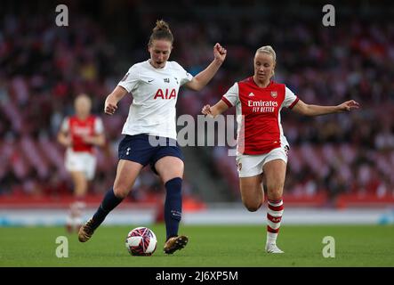 Tottenham Hotspur's Kerys Harrop (left) and Arsenal's Beth Mead in action during the Barclays FA Women's Super League match at the Emirates Stadium, London. Picture date: Wednesday May 4, 2022. Stock Photo