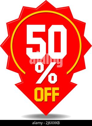 50 percent discount sticker. Vector pointer template on transpareny background Stock Vector