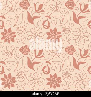 Seamless pattern with flowers in a modern style.  Stock Vector