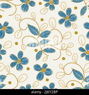 Ukrainian floral flower embroidery seamless pattern. Vector eyhnic illustration Stock Vector
