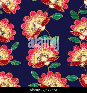 Ukrainian floral flower embroidery seamless pattern. Vector ethnic illustration Stock Vector