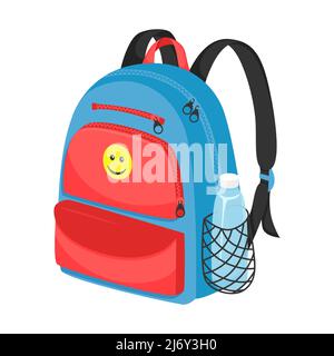 Urban backpack for everyday life and travel. An accessory for storing and carrying personal items. Closed backpack with pockets and zip locks. Flat co Stock Vector