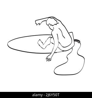 line art male professional surfer riding waves illustration vector hand drawn isolated on white background Stock Vector