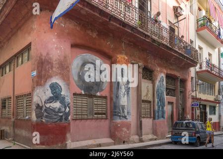 January 9, 2016 - Havana, Cuba: Artwork on a building in Havana.  (Liz Roll) Stock Photo