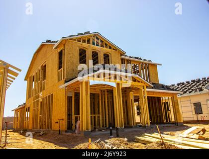 Two Story Home Under Construction In New Development Stock Photo