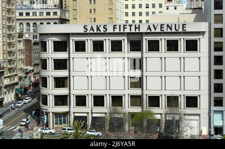 A Saks Fifth Avenue luxury goods store in Union Square, San Francisco, California. Stock Photo