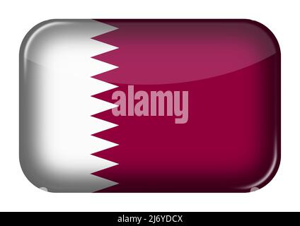 Qatar web icon rectangle button with clipping path 3d illustration ...