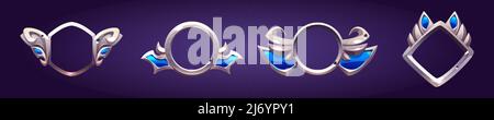 Set with photo frames with black rim isolated on grey background ...