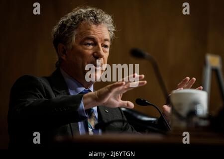 Sen. Rand Paul (R-KY) speaks during a Senate Committee on Homeland Security hearing in the Dirksen Senate Office Building on Capitol Hill in Washington, DC, USA on May 4, 2022. Photo by Samuel Corum/CNP/ABACAPRESS.COM Stock Photo