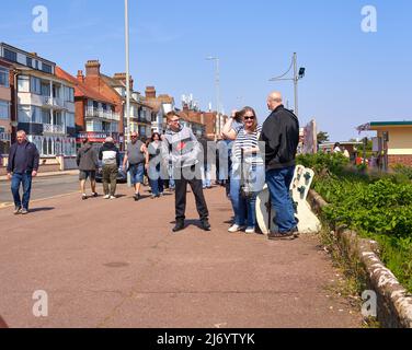 Classic motor scooter meet in Skegness,  Lincolnshire, UK Stock Photo