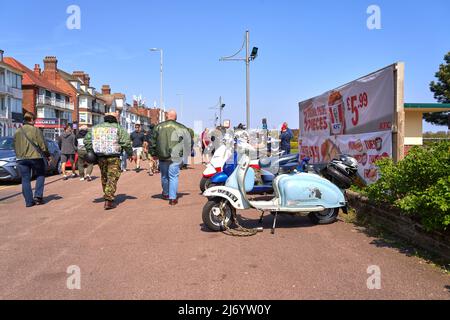 Classic motor scooter meet in Skegness,  Lincolnshire, UK Stock Photo