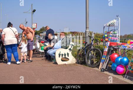 Classic motor scooter meet in Skegness,  Lincolnshire, UK Stock Photo