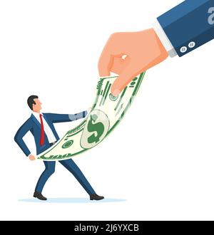 Hand Tries to Grab the Dollar from Businessman. Stock Vector