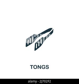 Tongs icon. Monochrome simple Cooking icon for templates, web design and infographics Stock Vector