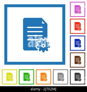 Document setup solid flat color icons in square frames on white background Stock Vector
