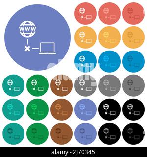 Offline laptop multi colored flat icons on round backgrounds. Included white, light and dark icon variations for hover and active status effects, and Stock Vector