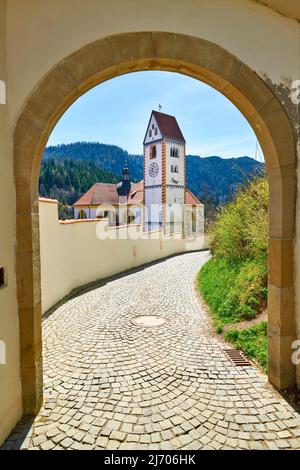 Germany Bavaria Romantic Road. Fussen. The parish church of St. Mang Stock Photo