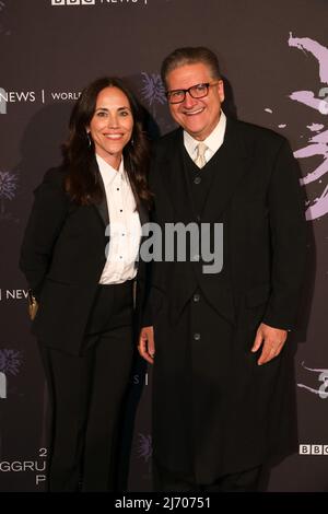 Katharine Tellis and Senator Robert M. Hertzberg arrive at the Fifth ...