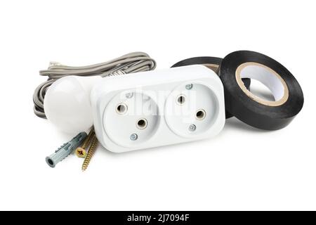 Concept of electrician tools isolated on white background Stock Photo