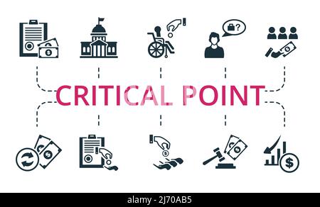 Critical Point set icon. Editable icons critical point theme such as unemployment, state, compensation and more. Stock Vector