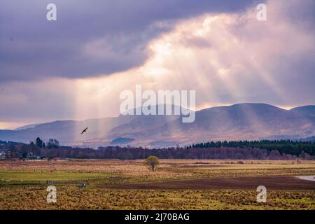 A Break In The Clouds in Scottish Highlands Scene Stock Photo