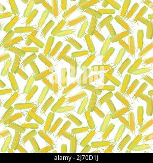 Corn, maize cobs. Seamless pattern of ripe corn cobs on white background. Summer, autumn harvest. Canned vegetables, vegetarian food. Vector flat desi Stock Vector