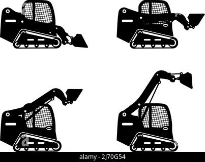 Skid steer loaders. Heavy construction machines. Vector illustration Stock Vector