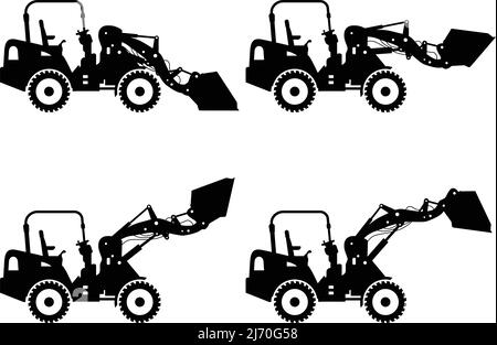 Skid steer loaders. Heavy construction machines. Vector illustration Stock Vector