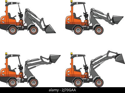 Skid steer loaders. Heavy construction machines. Vector illustration Stock Vector