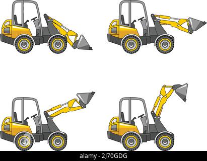 Skid steer loaders. Heavy construction machines. Vector illustration Stock Vector
