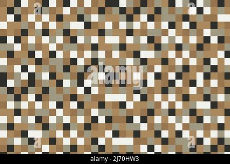 Square pixel brownish color background, minimal pastel colorful square background, abstract cube brown retro color backdrop Stock Vector