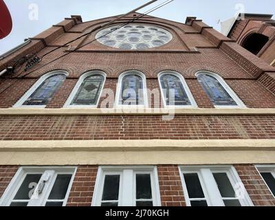 Augusta, Ga USA - 03 10 22: Thankful Baptist Church looking up to roof Stock Photo