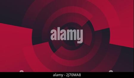 Dynamic abstract background, red layers rotating and creating circle shaped composition on black backdrop. Vector illustration Stock Vector