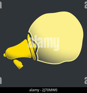 Mouthpiece yellow halftone speech background Stock Vector