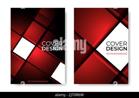 Vector cover design. Red business brochure in A4 size flyer design. Vertical orientation abstract modern front page of A4 format. Cover mockups design templates. Vector illustration Stock Vector