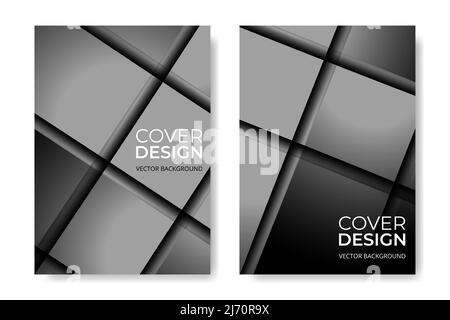 Vector cover design. Gray business brochure in A4 size flyer design. Vertical orientation abstract modern front page of A4 format. Cover mockups design templates. Vector illustration Stock Vector