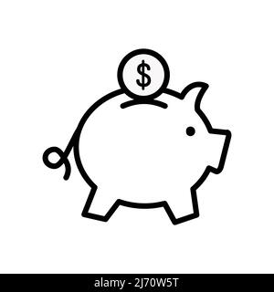 Piggy Bank. Fully scalable vector icon in outline style. Stock Vector