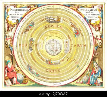 Andreas Cellarius - The Ptolemaic Plane - The Machine Orbs Of The World Arranged In A Ptolemaic Plane - 1660 Stock Photo