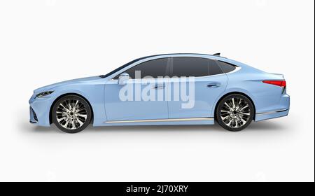 Luxury Car. A modern and elegant black car illuminated. 3D Render Stock Photo