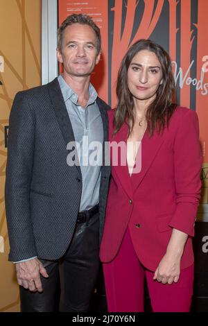 Neil Patrick Harris and Sara Bareilles attend New York City Center Spring Gala Encores! 'Into The Woods' at New York City Center in New York City. Stock Photo