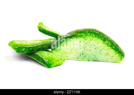 Dried fruits. Dried pomelo slices in close-up, isolated on a white background Stock Photo