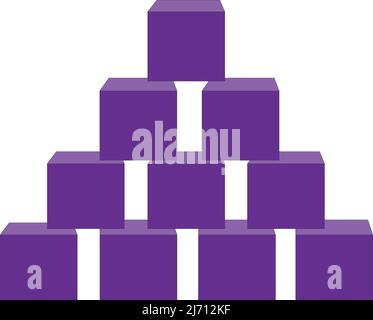 abstract cubes purple color Stacked in layers with white background Stock Vector