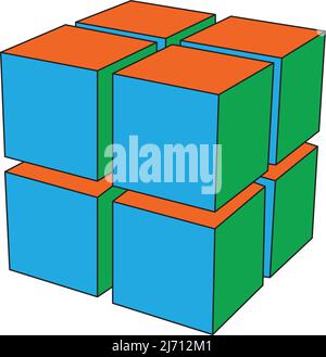 abstract cube colored. with white background Stock Vector