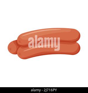 A pile of boiled sausages. Meat food ingredient. Ready-made food. Flat cartoon vector illustration isolated on a white background Stock Vector