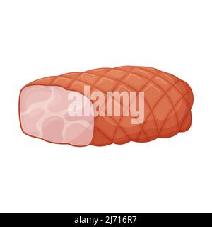 Buzhenina, boiled pork. Homemade meat dish. Boiled meat. Food, ready-made meat dish. Flat style. Color vector illustration isolated on a white backgro Stock Vector